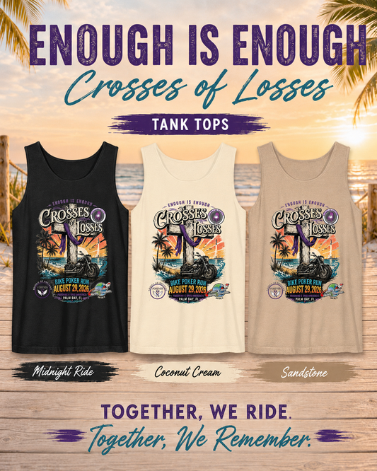 Crosses of Losses Bike Poker Run Comfort Colors Tank
