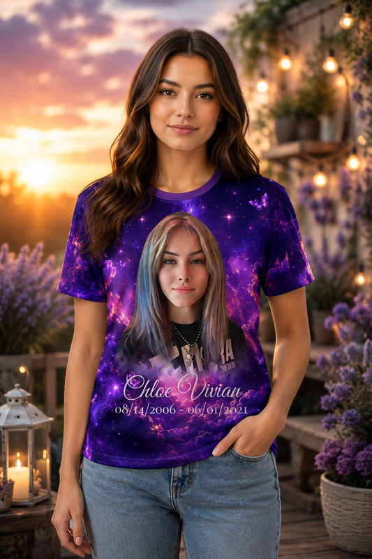 Personalized Memorial Shirt with Photo, Custom All Over Print Memorial T-Shirt, Front & Back In Memory Shirt, Remembrance Gift