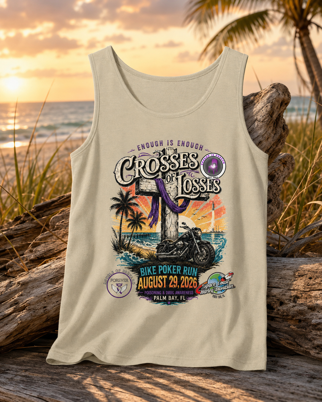 Crosses of Losses Bike Poker Run Comfort Colors Tank