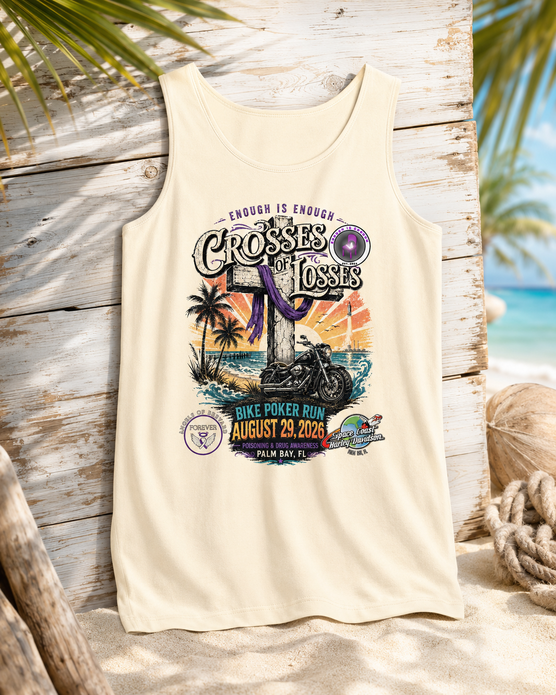 Crosses of Losses Bike Poker Run Comfort Colors Tank